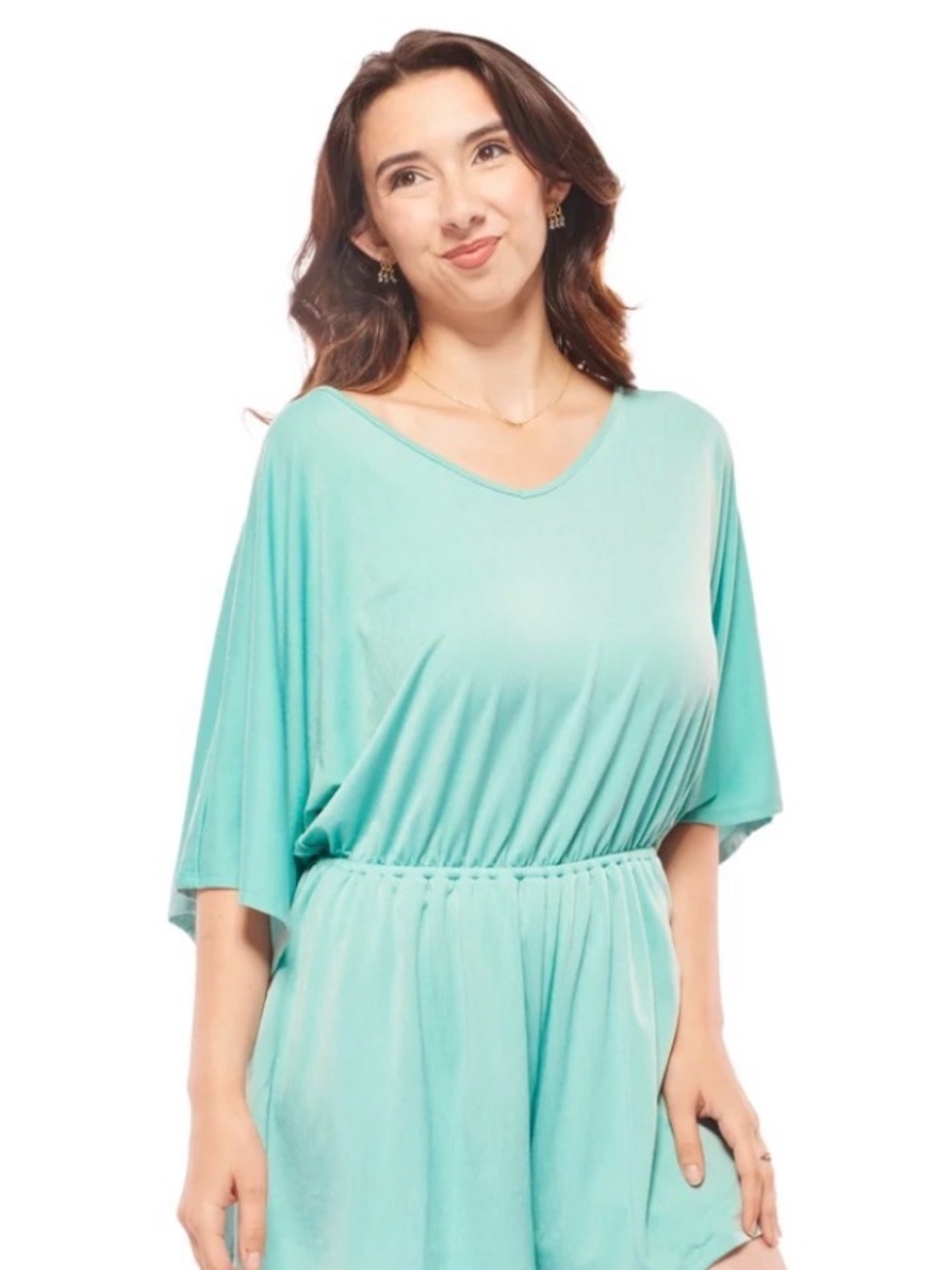 Light Aqua V-Neck Romper